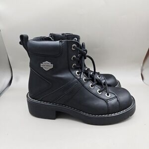 Harley-Davidson Leather Zip Motorcycle Boots Size 7.5 #84051